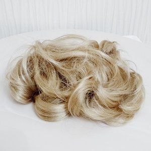 Ash Blonde Curled Hair Clip Wig Piece 100% Kanekalon